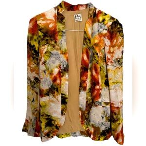 🧥🧡Haute Hippie Watercolor Silk Cropped Tuxedo Blazer🧥🧡